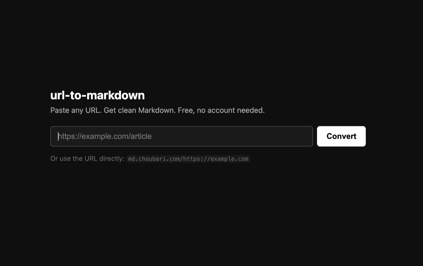 url-to-markdown screenshot